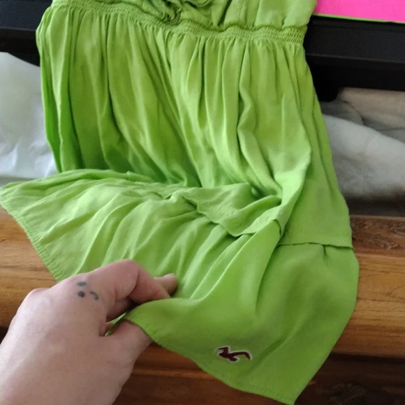 hollister green dress Green Tie Dye Print One Shoulder Cut Out Pleated Midi Dress 6 main image 0